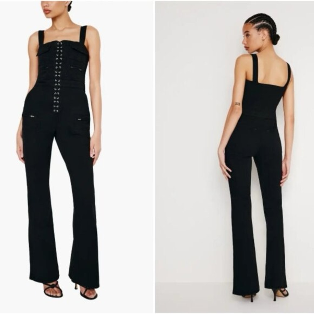 Good American Black Lace-Up Jumpsuit - Picture 2 of 3